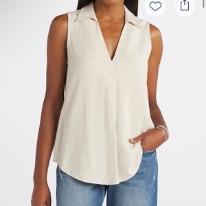 Chic Beige Sleeveless Lexie Blouse